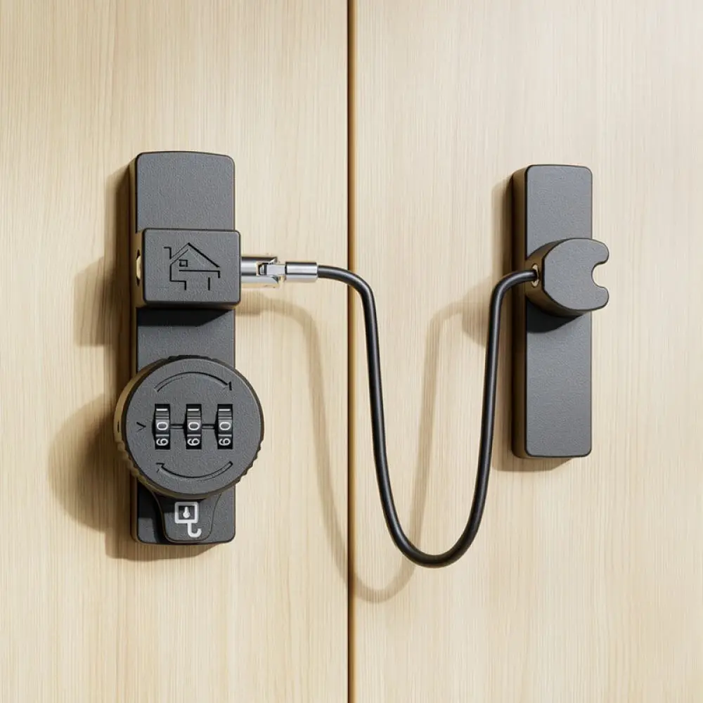 Zinc Alloy Door Window Password Lock Security Catch Anti Theft Sliding Door Latch Child Safety Freezer Lock Hardware