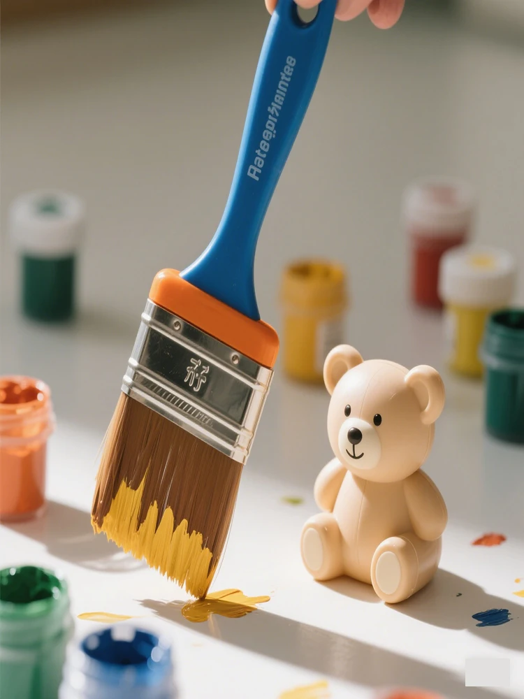 Brosse métallique en plastique avec manche en plastique bleu, brosse à huile à base d'eau, outil de peinture, peinture de décoration, nettoyage en Latex, cuisson au Barbecue