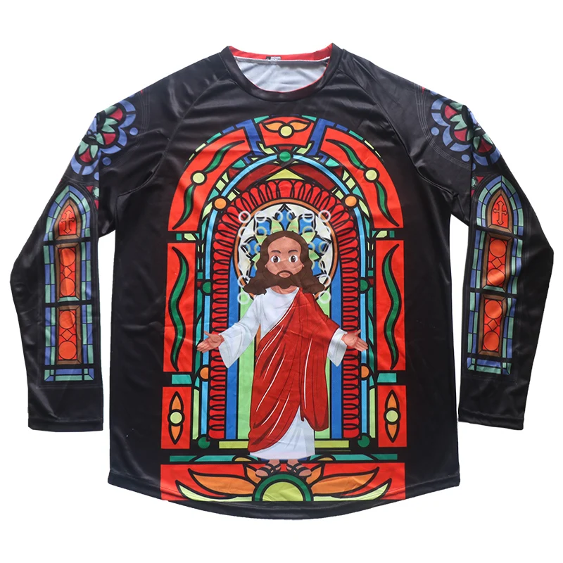 Outdoor Cycling Jersey, Church Jesus God Motocross, Downhill Bicycle, MTB Long Shirt, Pro Race, Road Mountain Bike, Sports Top