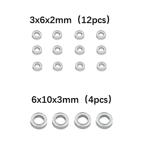 16 sztuk łożysko stalowe 3x6x2mm 6x10x3mm do WPL C14 C24 B14 B24 B16 B36 MN D90 MN-90 MN99S części zamienne do samochodów RC akcesoria do