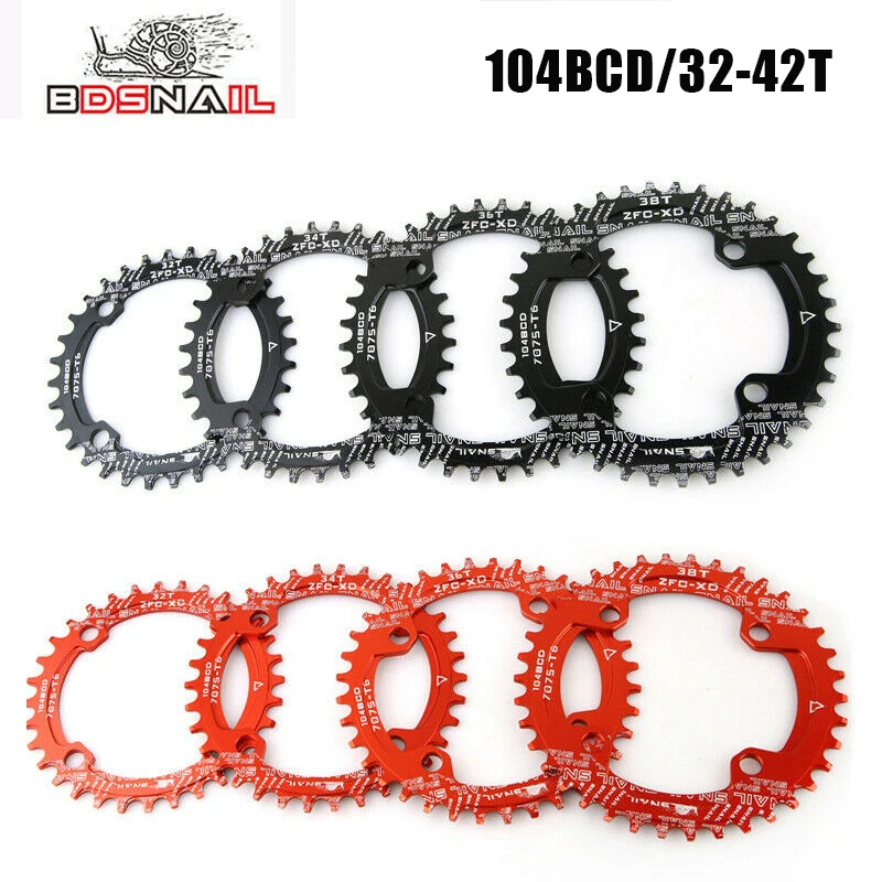 SNAIL 104BCD Narrow Wide Bike Chainwheel 104 BCD Mtb Crankset 30/32/34/36/38/40/42T Bicycle Chainring Round Oval Bike Star