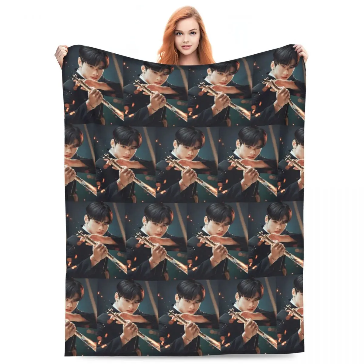 

Одеяло Cha Eunwoo, мягкое теплое фланелевое одеяло для кровати, гостиной, пикника, путешествий, дома, дивана