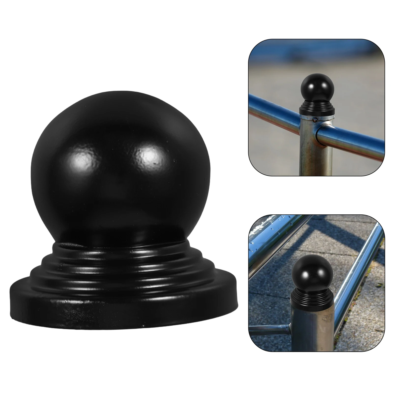 

90Mm Black Metal Ball Post Cap For Railing Handrail Fence Gate Decoration Iron Finial Cover Outdoor Indoor Use Pipe Post Cap