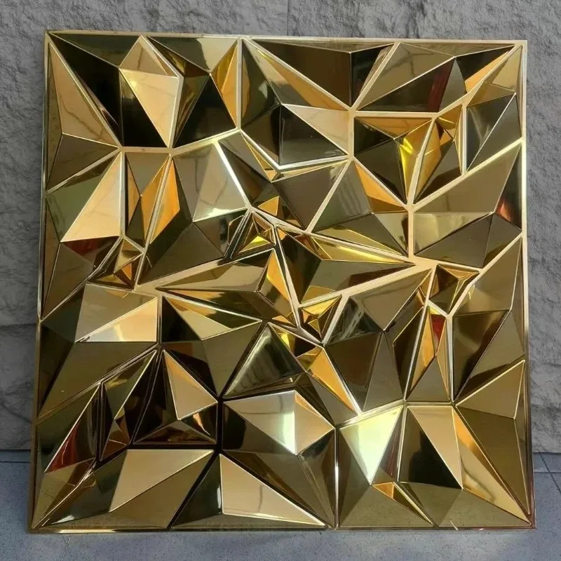 12 PCS 50x50cm Car Metal Plating Color 3D Wall Panel Gold Luxurious Electroplate 3D Wall Stickers Wedding Party Background Wall
