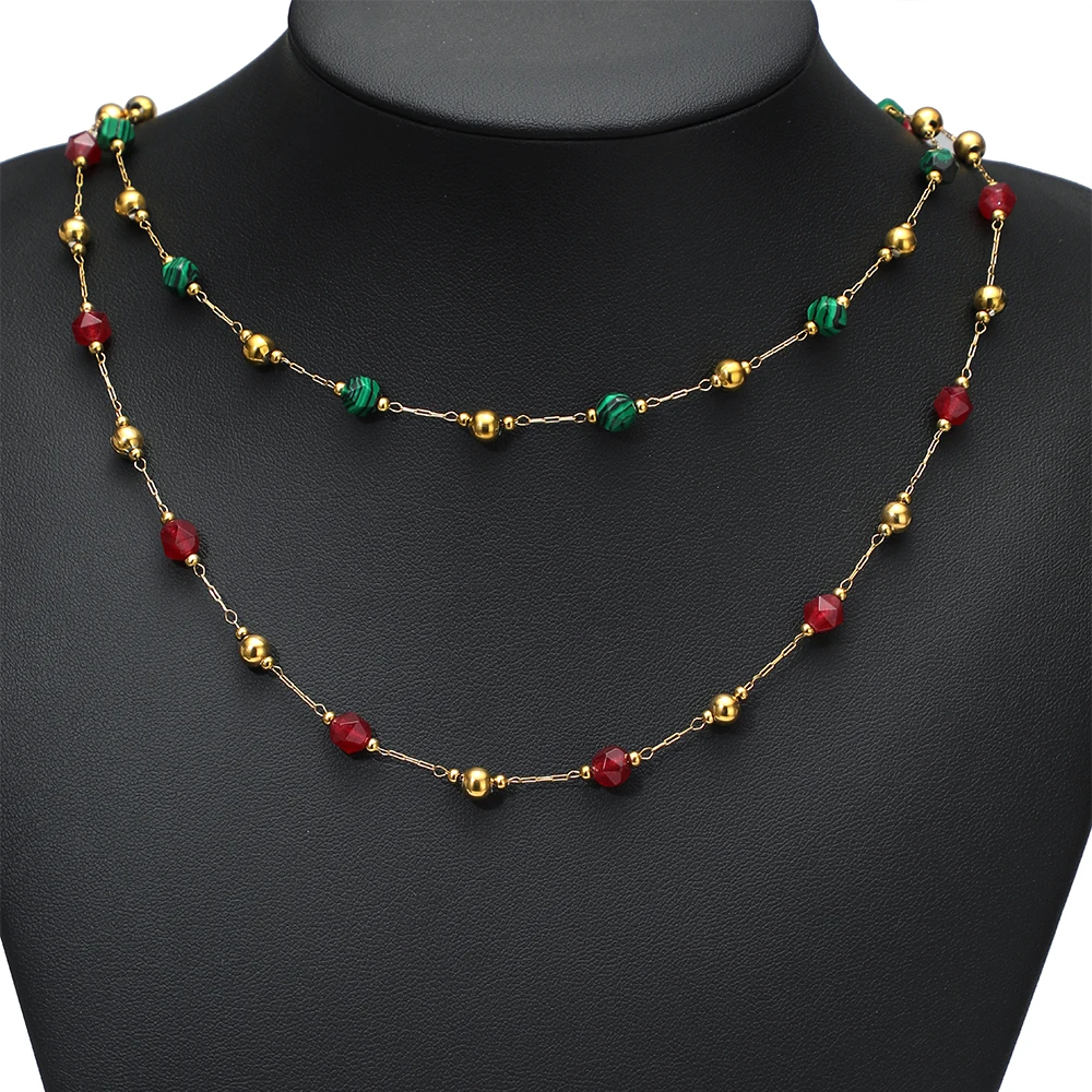 1 Meter Edelstahl 5mm Goldperlenkette mit Natursteinen zum Schneiden für DIY-Schmuckherstellung von Halsketten, Armbändern und Ohrringen – Detail 5