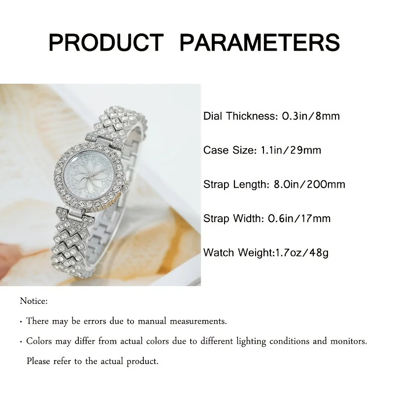 Kegllect 5PCS Women's New Full Diamond Fashion Trend Watch Versatile Light Luxury Watches