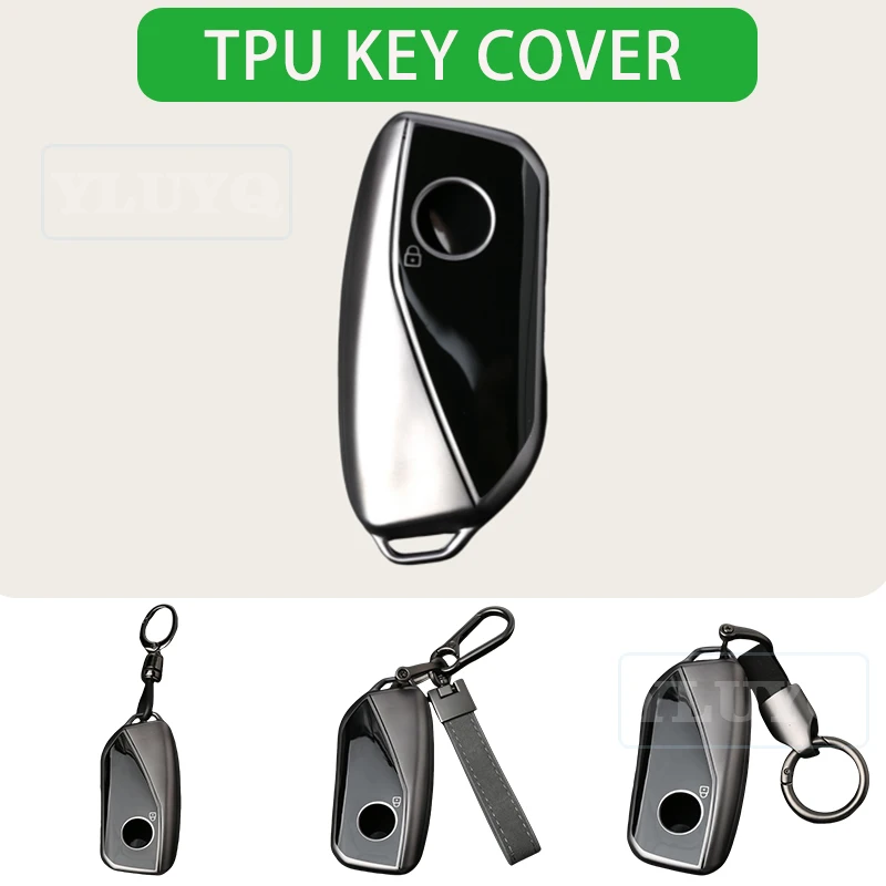 

For BMW 5/7 Series Key Case 740i 760i X1 X5 X6 IX3 I5 I7 Soft TPU Key Case Buckle Metallic Gray Case for Car Interior Accessorie