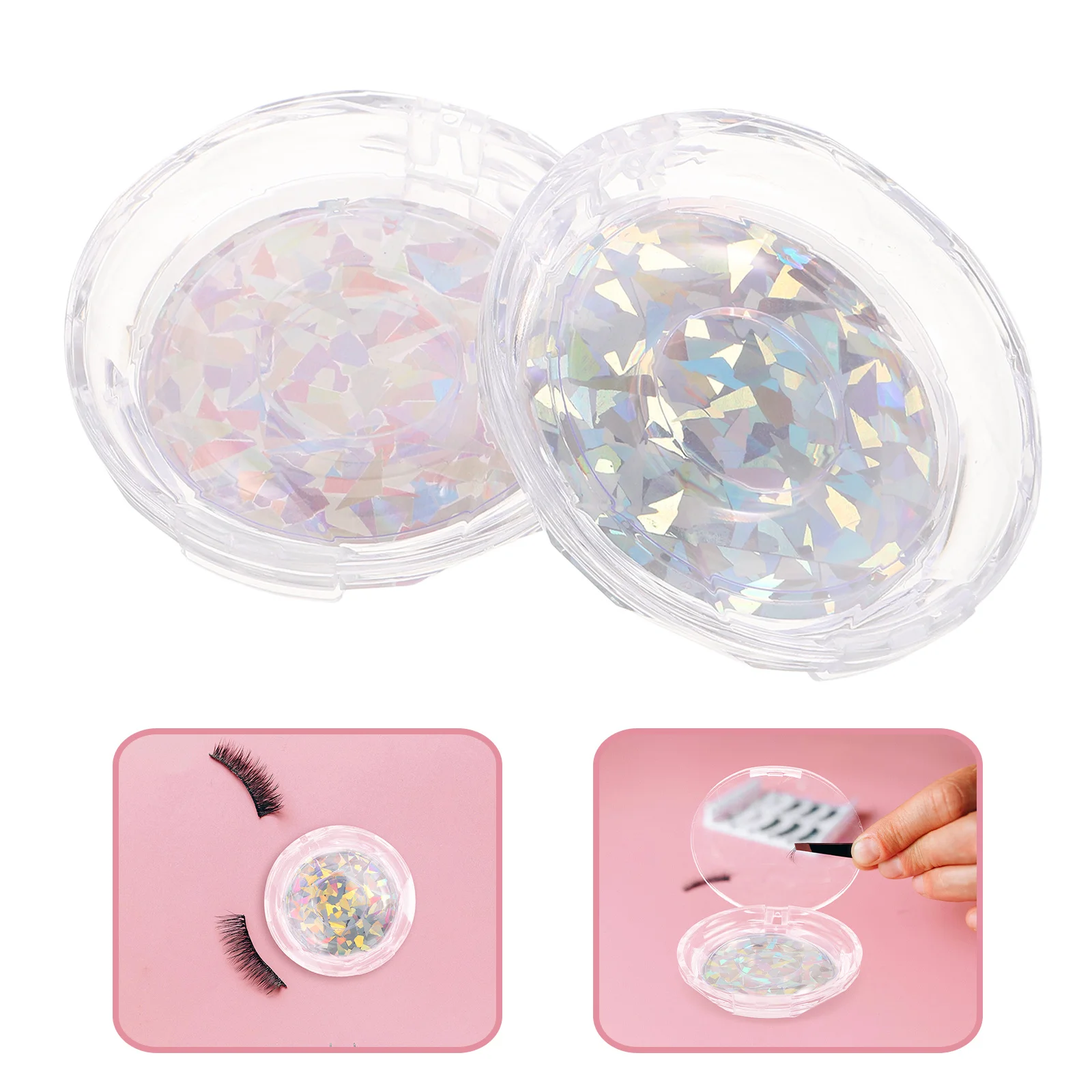 

10Pcs Eyelash Storage Box Circle Plastic Lash Organizer Compact Case Travel False Lash Holder Eyelashes Tray Eyelash Case Holder