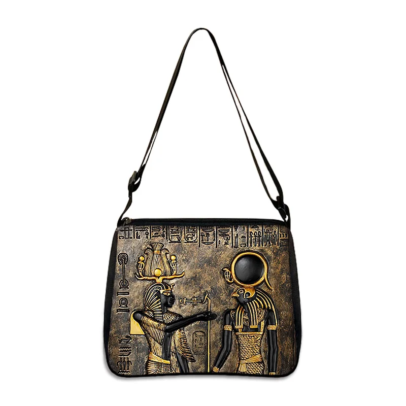 Bolso de mano con estampado de arte egipcio antiguo para mujer, bandolera de lona con diseño de Faraón Egipcio, Horus Anubis, para regalo