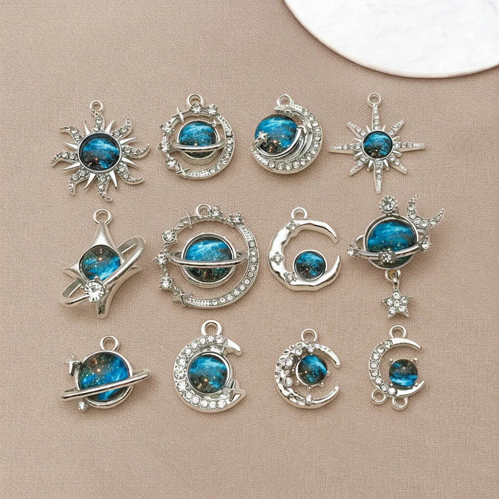 Moon Star Earrings - 2/12 Piezas de Dijes de Cristal
