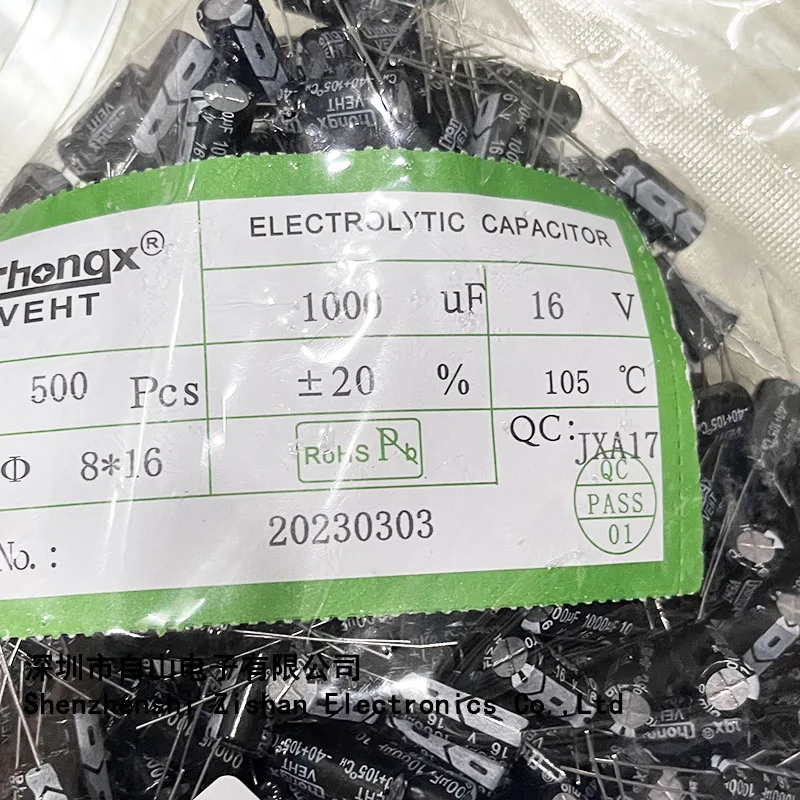 Electrolytic capacitor 1000uf 16v 10pcs/lot ±20% 16V SIze:8MM*16MM