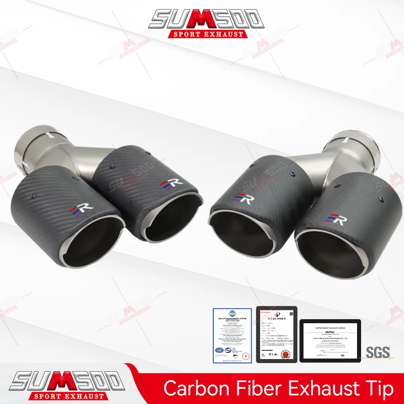 

SUMSOO 1 PC Y-type Modification Suitable Matte Black Carbon Fiber Car Exhaust For Nozzle Modified Cars Accessories Tail Mouth