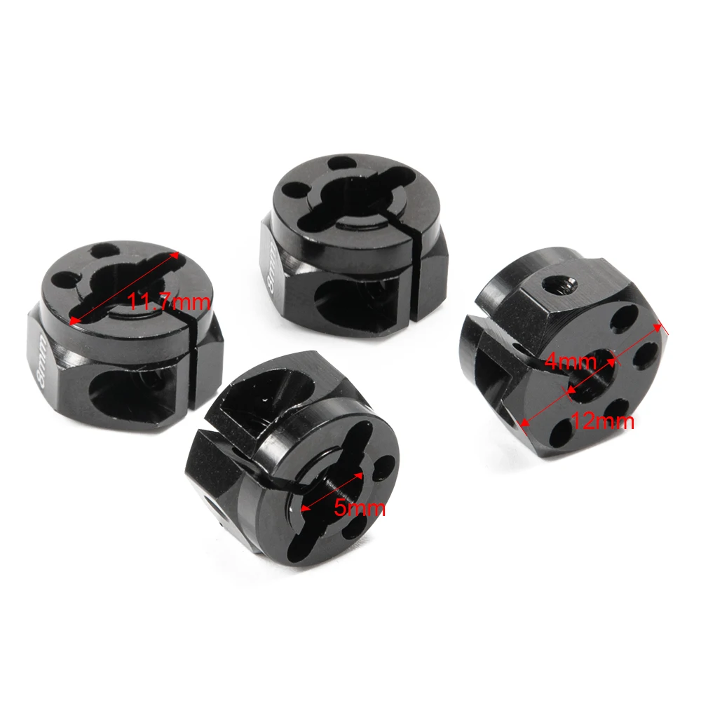 MIBIDAO 4 sztuki 8mm/12mm grubości łącznik koła sześciokątnego piasty 12mm Adapter do 1/10 osiowych SCX10 90046 D90 TRX4 zdalnie sterowany samochód