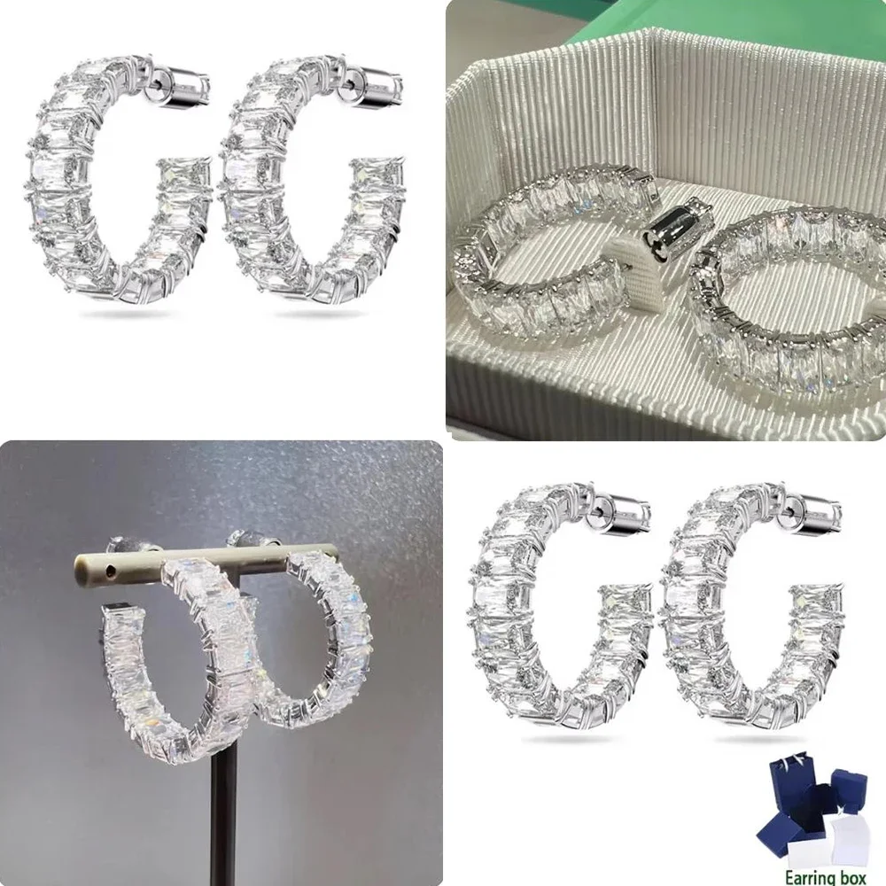 

New hot selling fashion Matrix octagonal cut large circle earrings for women's romantic jewelry holiday party gifts