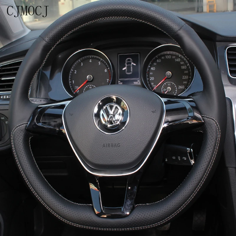 

for Volkswagen Cc Golf 7 GTI MK7 Polo GTI All Series Customized Hand-Stitched Leather Suede Carbon Fibre Steering Wheel Cover