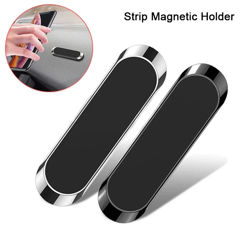 Magnetic Car Phone Holder Dashboard Mini Strip Shape Stand For iPhone Samsung Xiaomi Metal Magnet GPS Car Mount for Wall