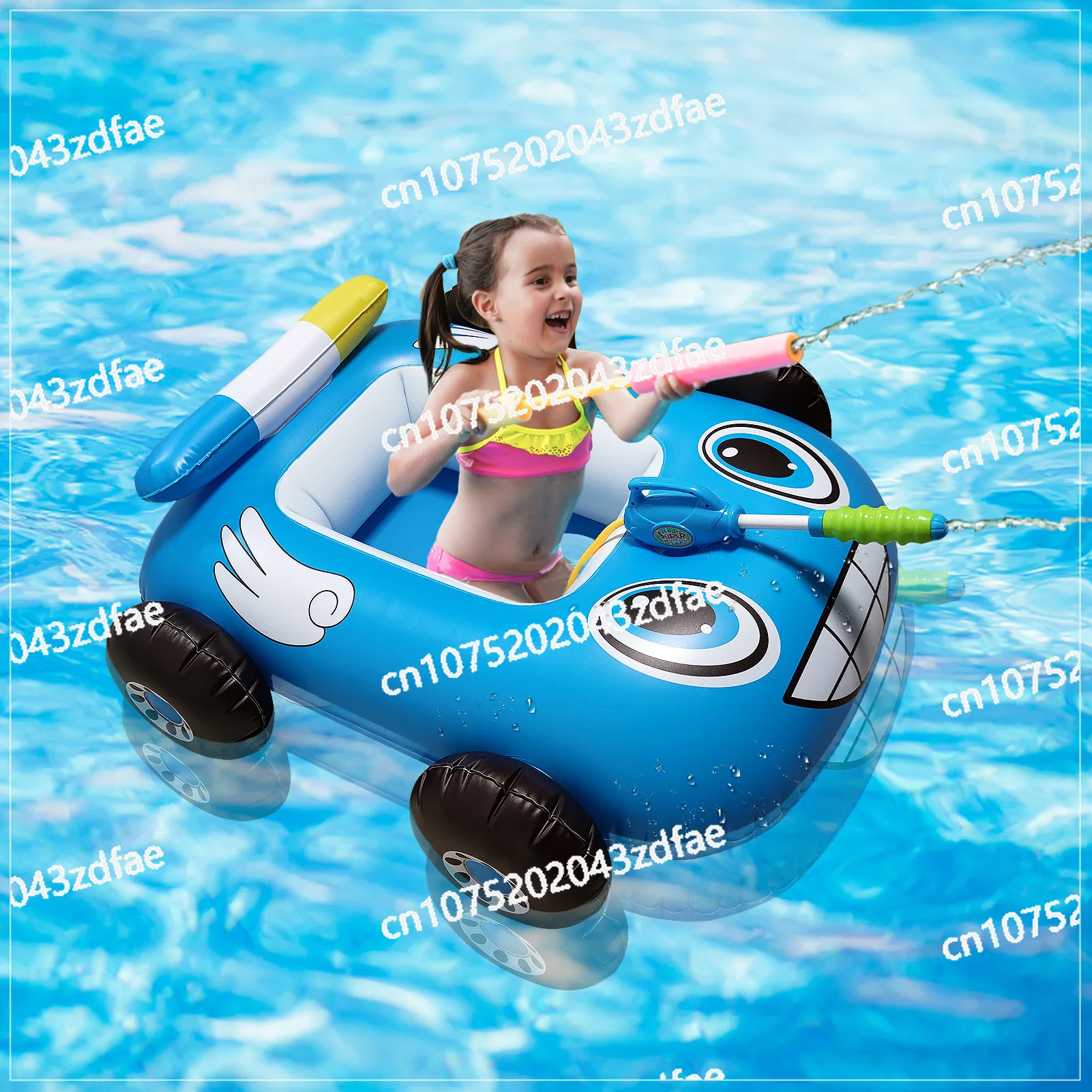 Inflatable car seat children's water spray swimming ring pool playing water gun toys water fire truck bumper car tank