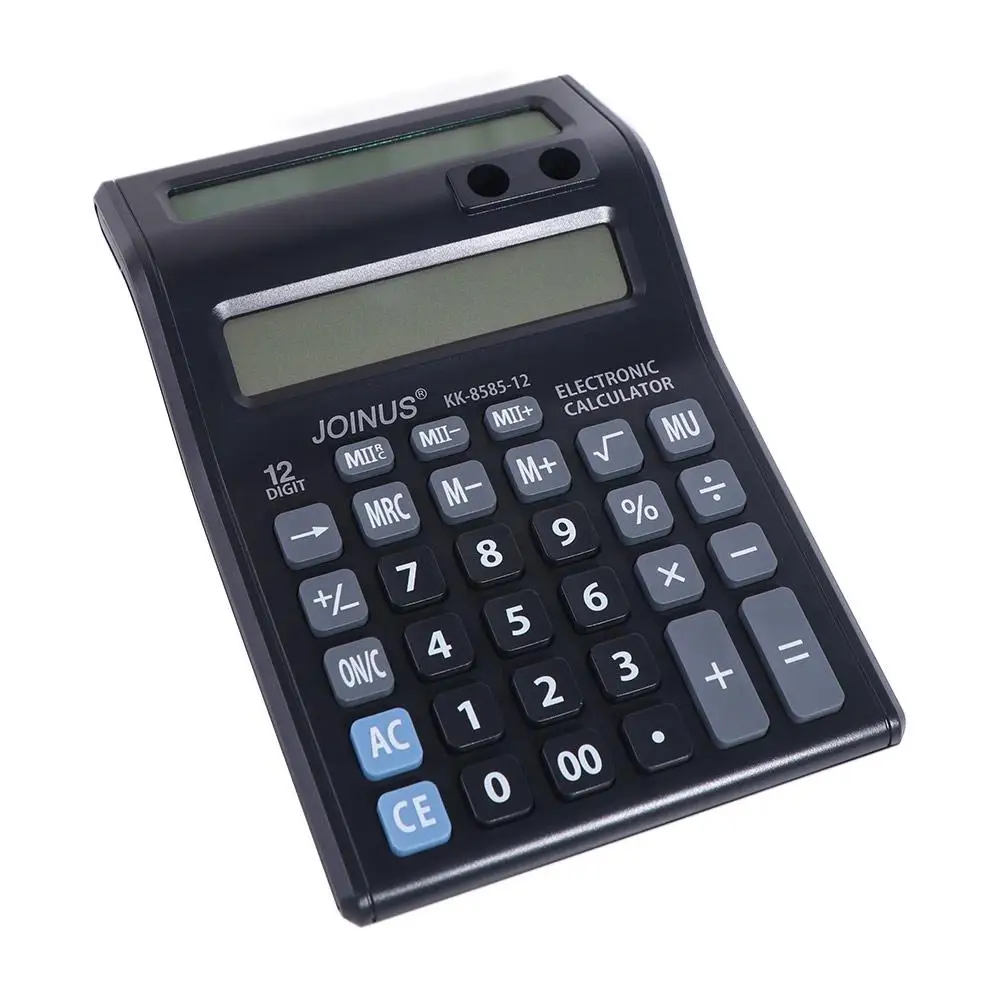 Dual Screen 12 Digits Calculator Stationery Large Screen Display Mechanical Calculator Easy To Use Battery Powered