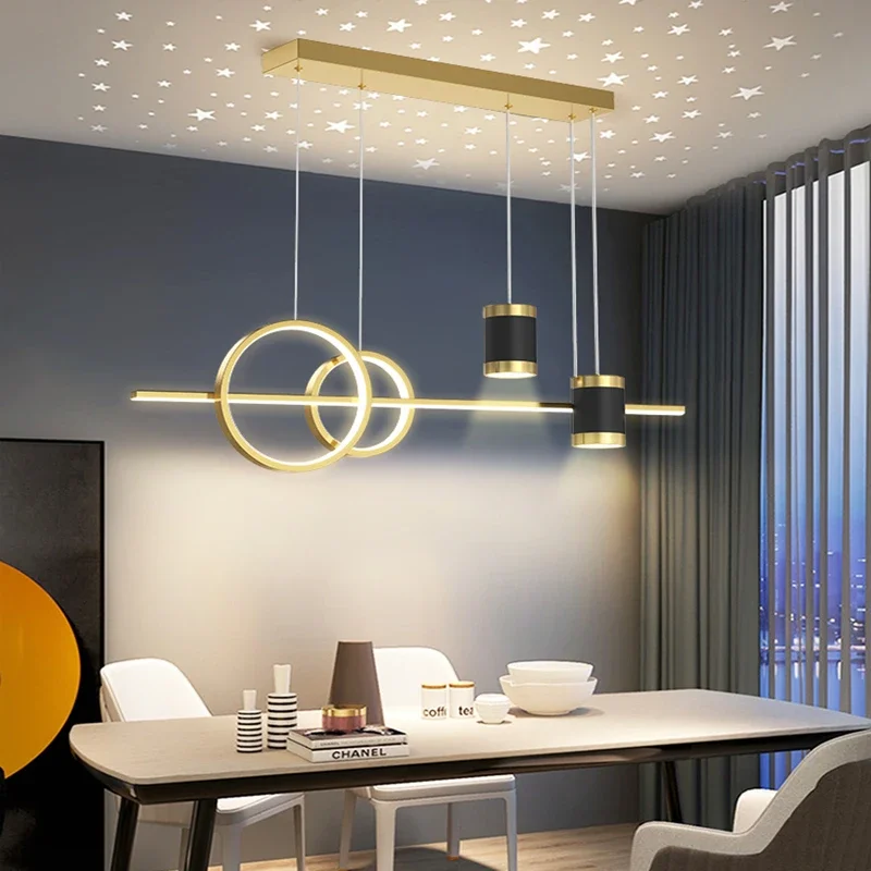 Modern New LED Pendant Lights Luxury Dining Room Lamp Gold Black Creative Starry Decoracion Kitchen Dining Table Bar Chandeliers