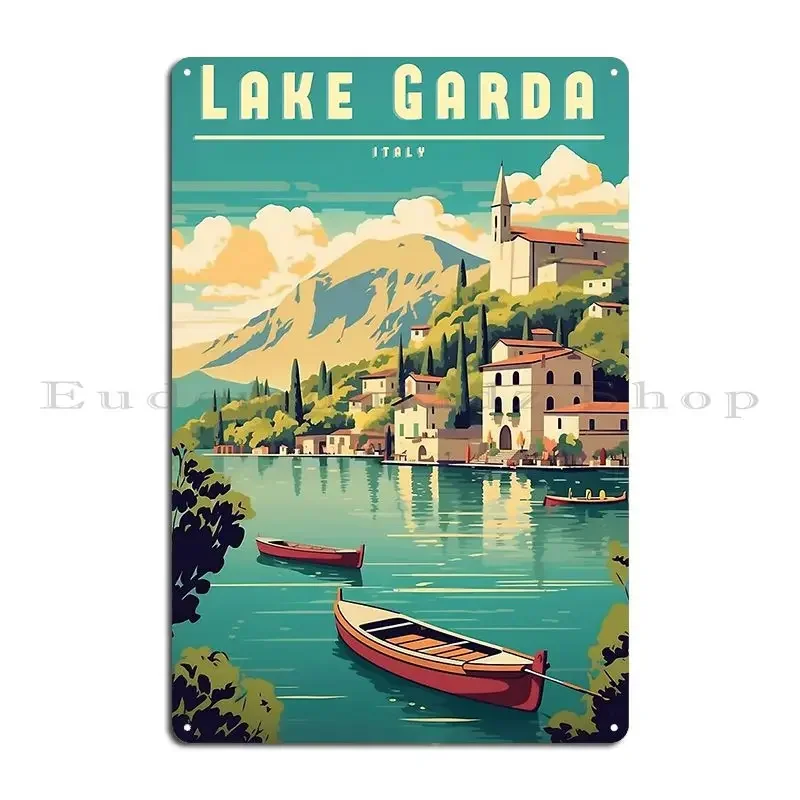 Retro Travel Poster Lake Garda Vintage Wall Art Strasserart Metal Sign Designing Printing Design Garage Cave Tin Sign Poster