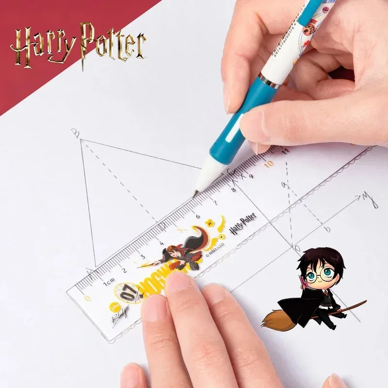 Harry Potter 15CM Ruler Plastic Geometry Maths Square Drawing Compass Stationery Angle Rulers Scale Clear for School Supplies