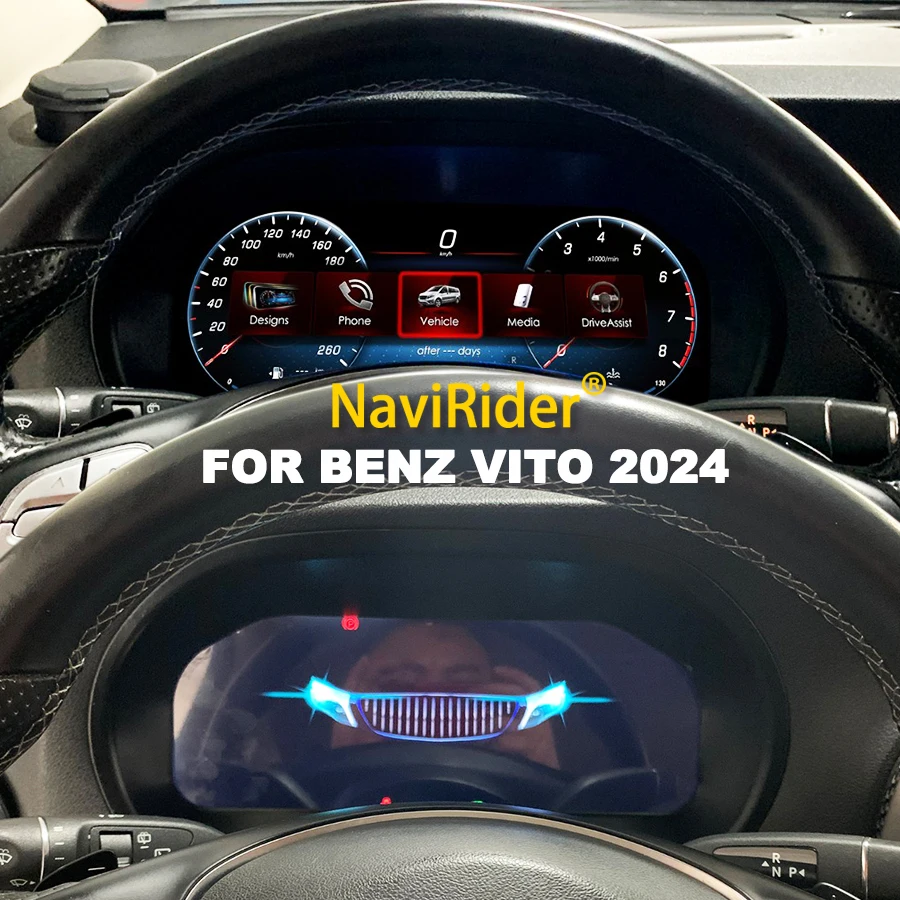 12.3inch LCD Instrument Panel Cluster For Benz Vito 2024 Digital Dashboard Gps Speedometer Virtual Cockpit Tachometer Odometer