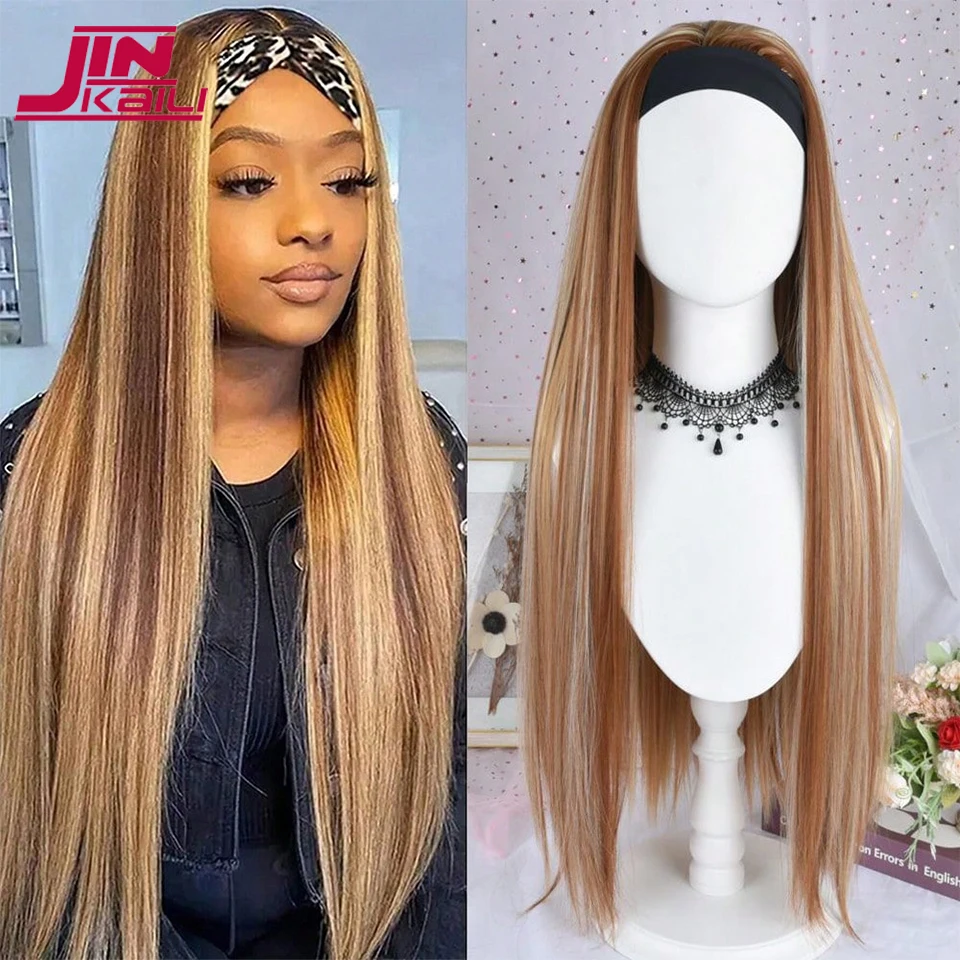 

Long Straight Headband Wigs 32Inch Synthetic Ice Headband Wig For Black Women Afro Curly Water Wave Organic Fiber Hair Long S LM