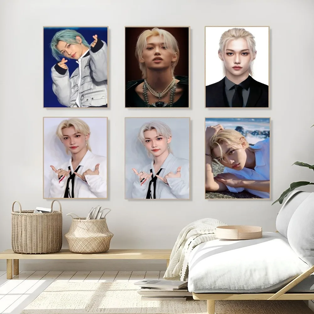 1PC F-felix Stray Kids Poster Self-adhesive Art Waterproof Paper Sticker Coffee House Bar Room Wall Decor