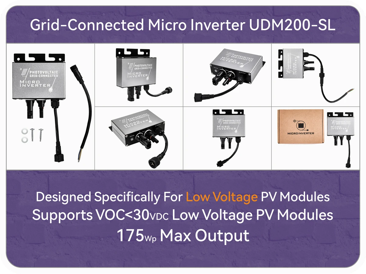 Micro Inverter 200W 150W MPPT Micro Grid-Tie Inverter Balcony Solar System  DC12-30V PV Input, AC180-265V Output DC to AC