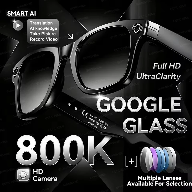 

New 8MP HD Camera AI Glasses Men Color-Changing Smart Translation Glasses Waterproof Photo Video Recording Call Smart Sunglasses
