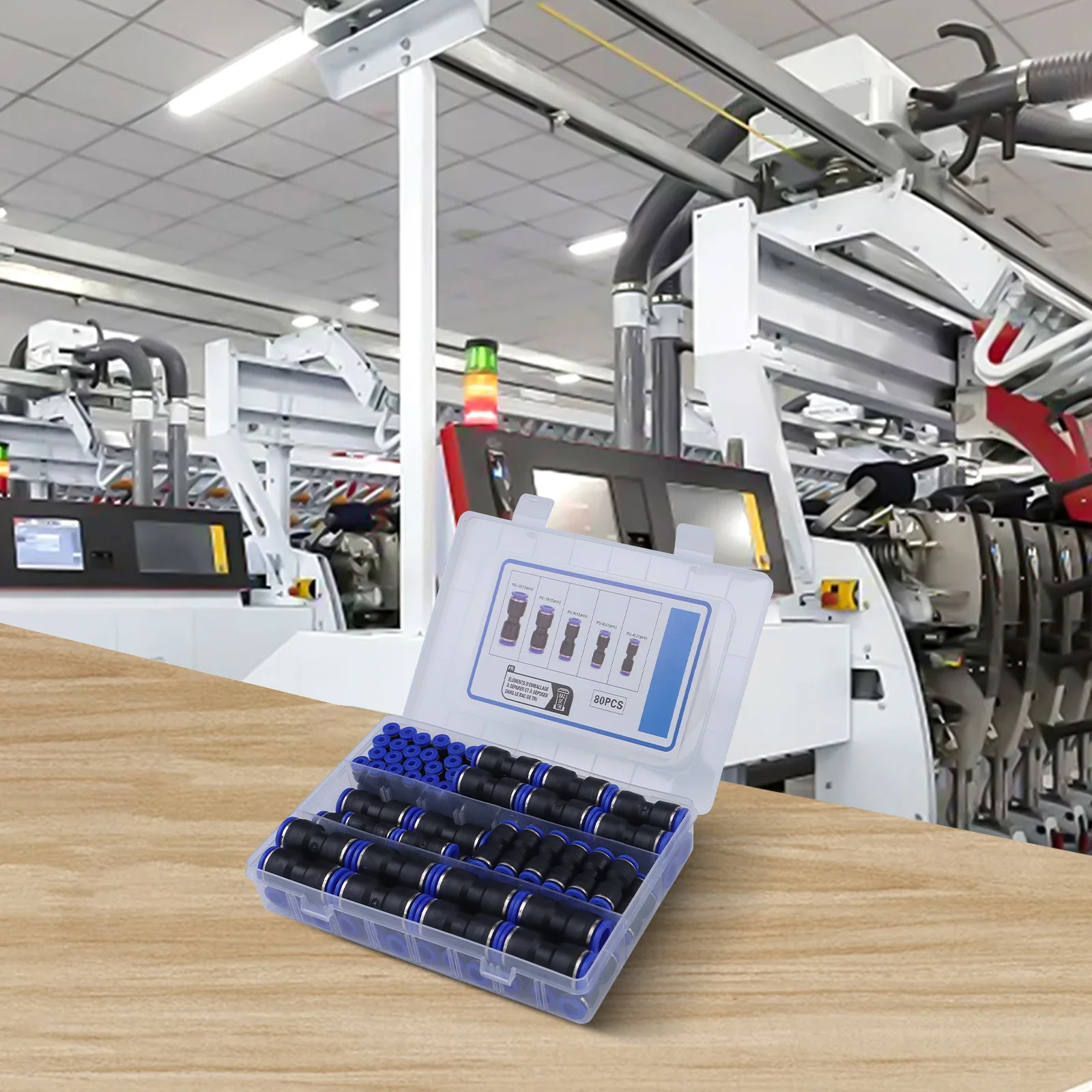 

Для транспортировки воздуха или жидкости. Нажимные соединители. Соединители из полиуретана. 16 различных фитингов. Гарантированное давление 1,5 МПа для трубки из ПВХ.