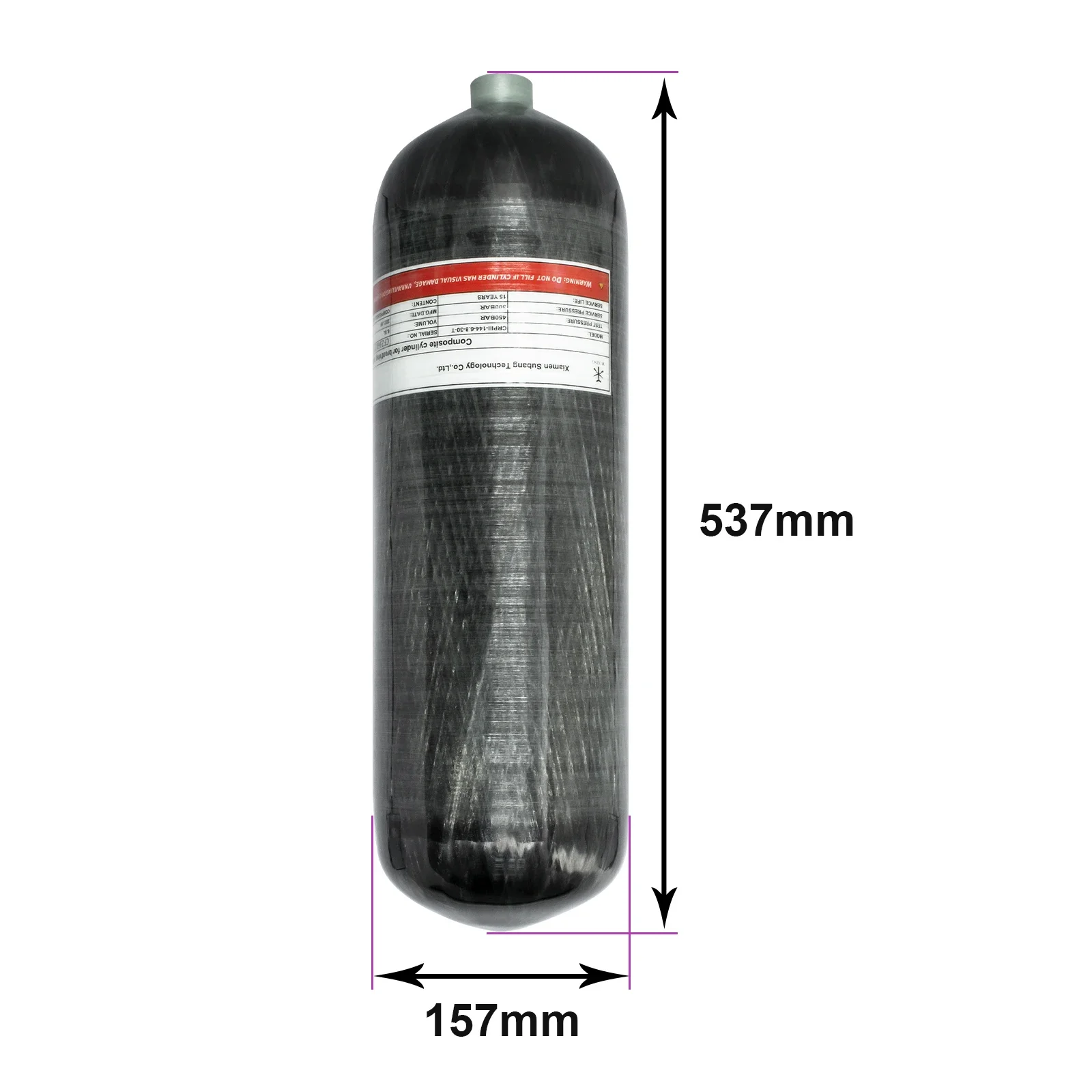 TUXING 4500Psi 300Bar 6.8L Carbon Fiber Cylinder High Pressure Diving Tank High Pressure Tank HPA Bottle M18*1.5