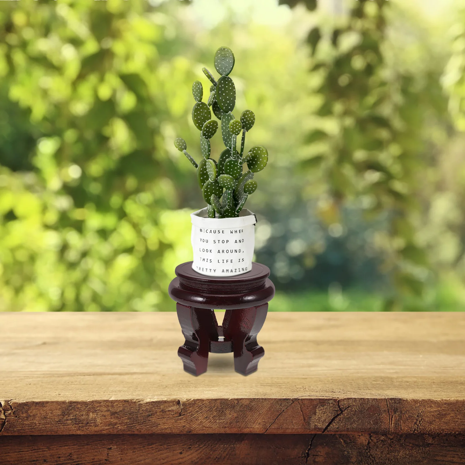 

Wooden Flower Pot Stand Plant Pedestal Indoor Display Stool Sturdy Wood Succulent Shelf Small Space Saving Desk Decor