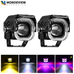 MONDEVIEW 2pcs M13 motorcycle spotlight 8000LM ultra bright LED light 6000K BMW Crystal Angel Eye 220W daytime running light