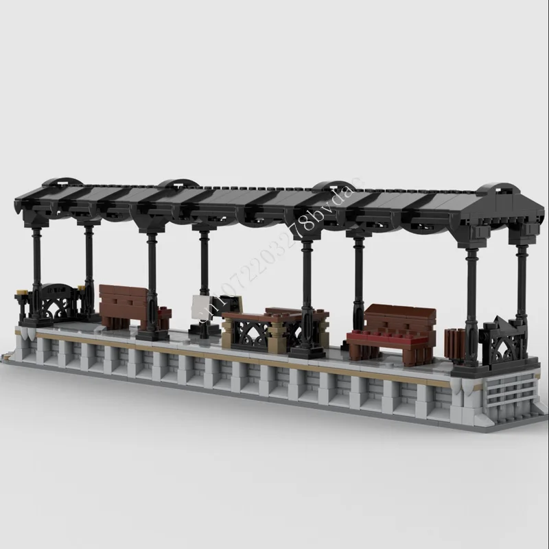 

691PCS Railway platform Model Moc Building Block DIY Assemble Brick Transportation Architecture Display Xmas Education Toys Gift