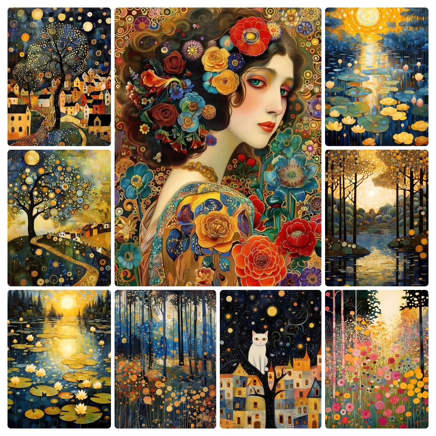 Large Jigsaw Puzzle 500/1000 Pieces Gustav Klimt Famous Puzzles Adult Present Portable Box for Family Games Educational Toys