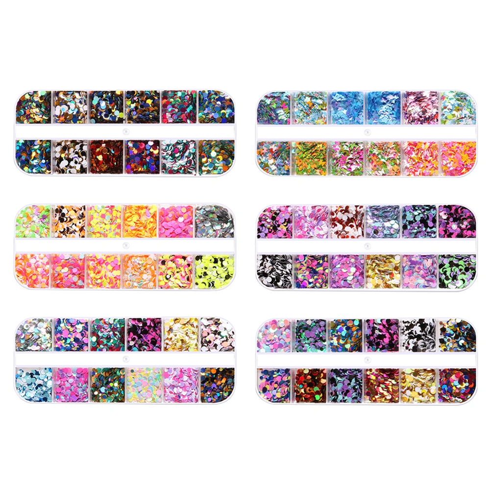 

6pcs Colorful Sequin Nail Art Accessories DIY Manicure Sticker Decal Lightweight Durable Women Gift Safe Nails Professional
