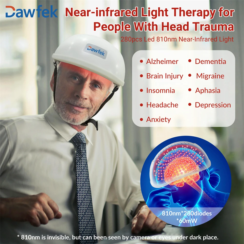 

Dawfek PBM Near Infrared&Red Light Therapy Neurofeedback Helmet Alzheimer Stroke Therapy Less Inflammation Boost Brain Activity