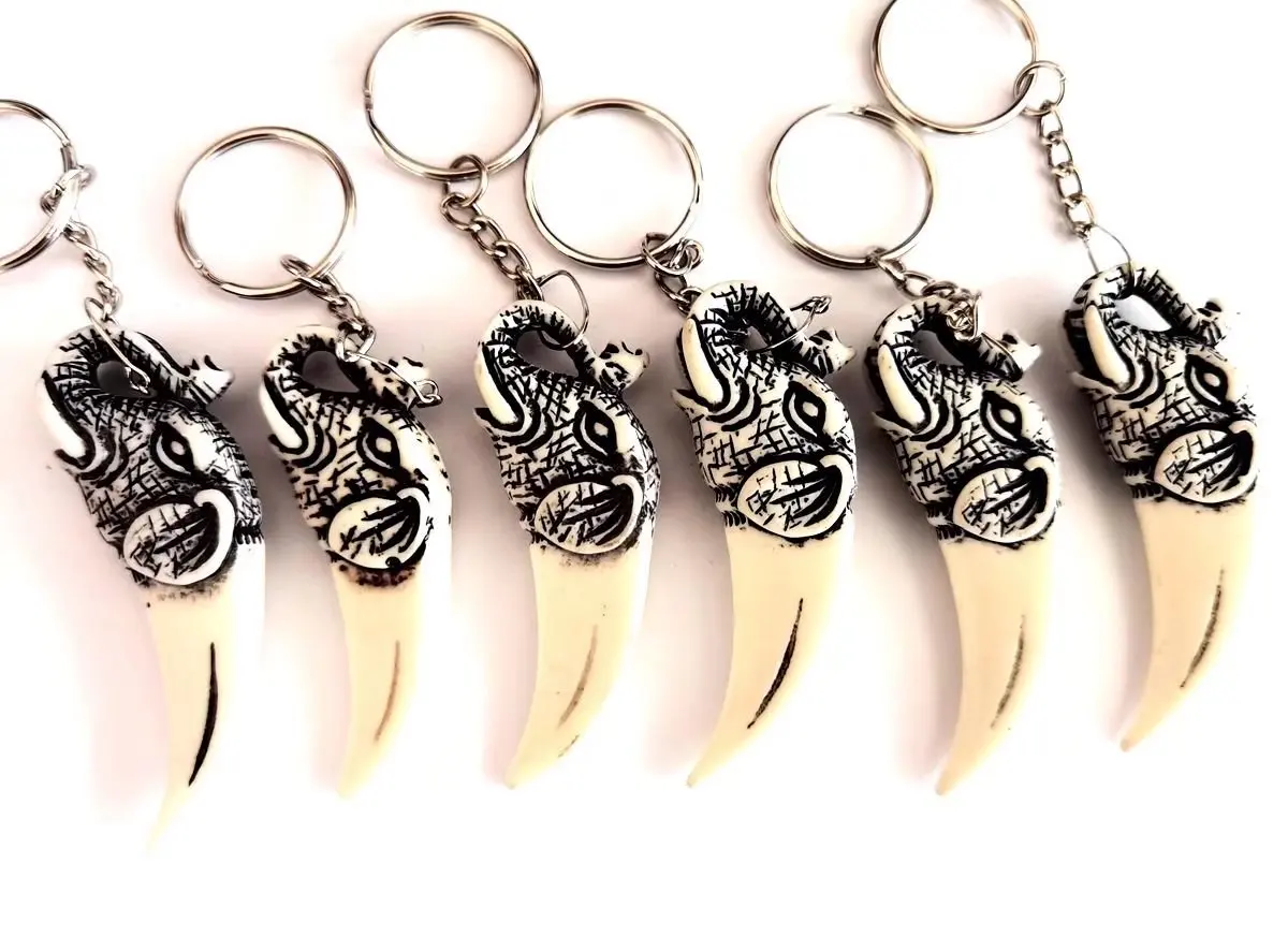 

15 pcs key ring Imitation Yak Bone Tibet Elephant Totem Charms keychain Gift ymm