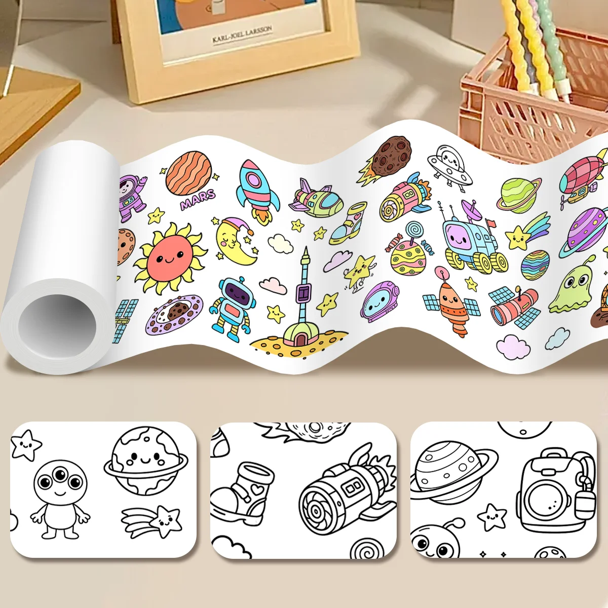 

Children Drawing Roll DIY Cute Space Graffiti Scroll Color Filling Paper Painting Coloring Paper Roll Kids Educational Toys