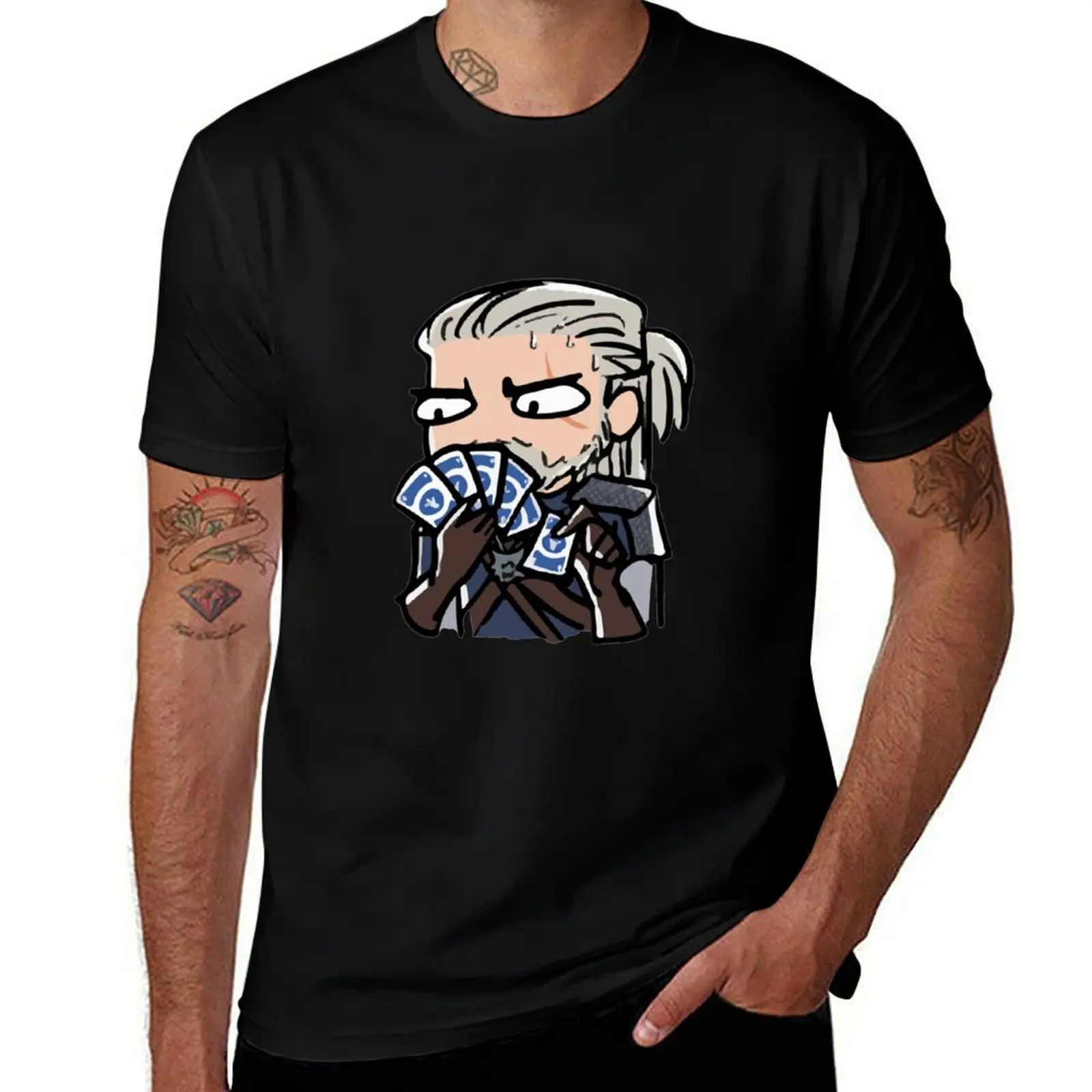 

Geralts playing gwents T-Shirt man t shirt summer man t shirt designer T-Shirt