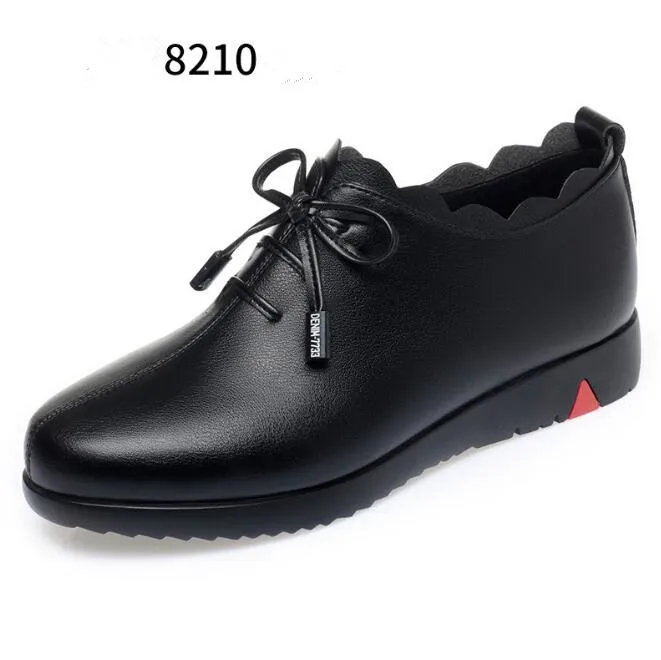 Primavera autunno moda donna décolleté scarpe donna morbida pelle zeppa Casual scarpe singole madre scarpe con tacco alto