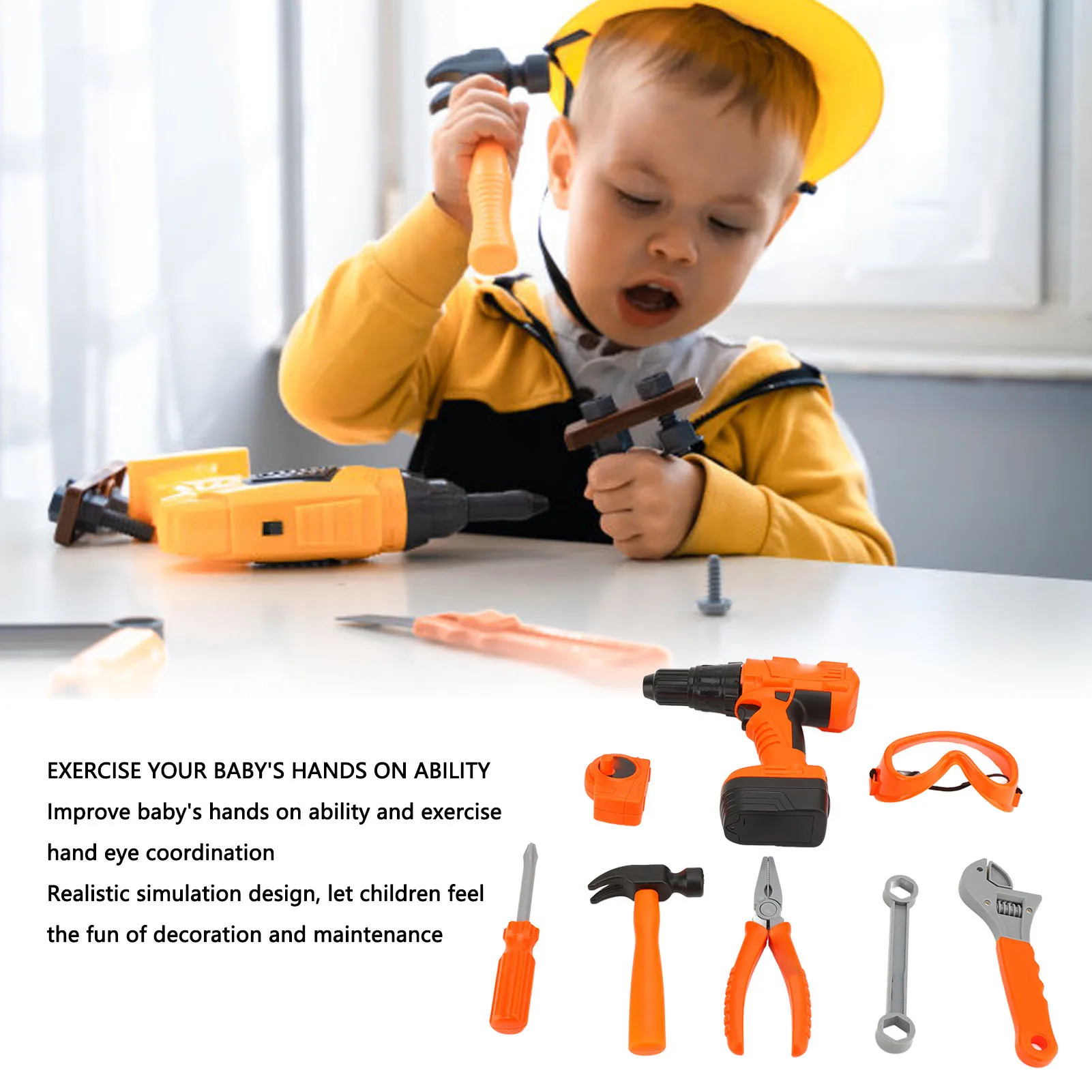 مجموعة أدوات الحفر الإلكترونية للتنسيق بين اليد والعين للأطفال، مجموعة أدوات إصلاح التنمية الحسية، اللعب الخيالي للأولاد #1