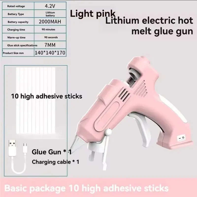 JHD Cordless Hot Melt Glue Gun Child Hand Crafts Home DIY Repair Use 7Mm 10 PCS Glue Stick Wireless Glue Gun
