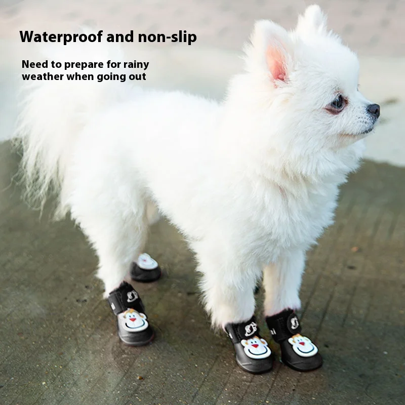 

Two Pairs Cartoon Pet Rain Shoes – Soft Silicone Anti-Slip Boots for Teddy/Puppy Dogs & Cats (No-Shed Fit