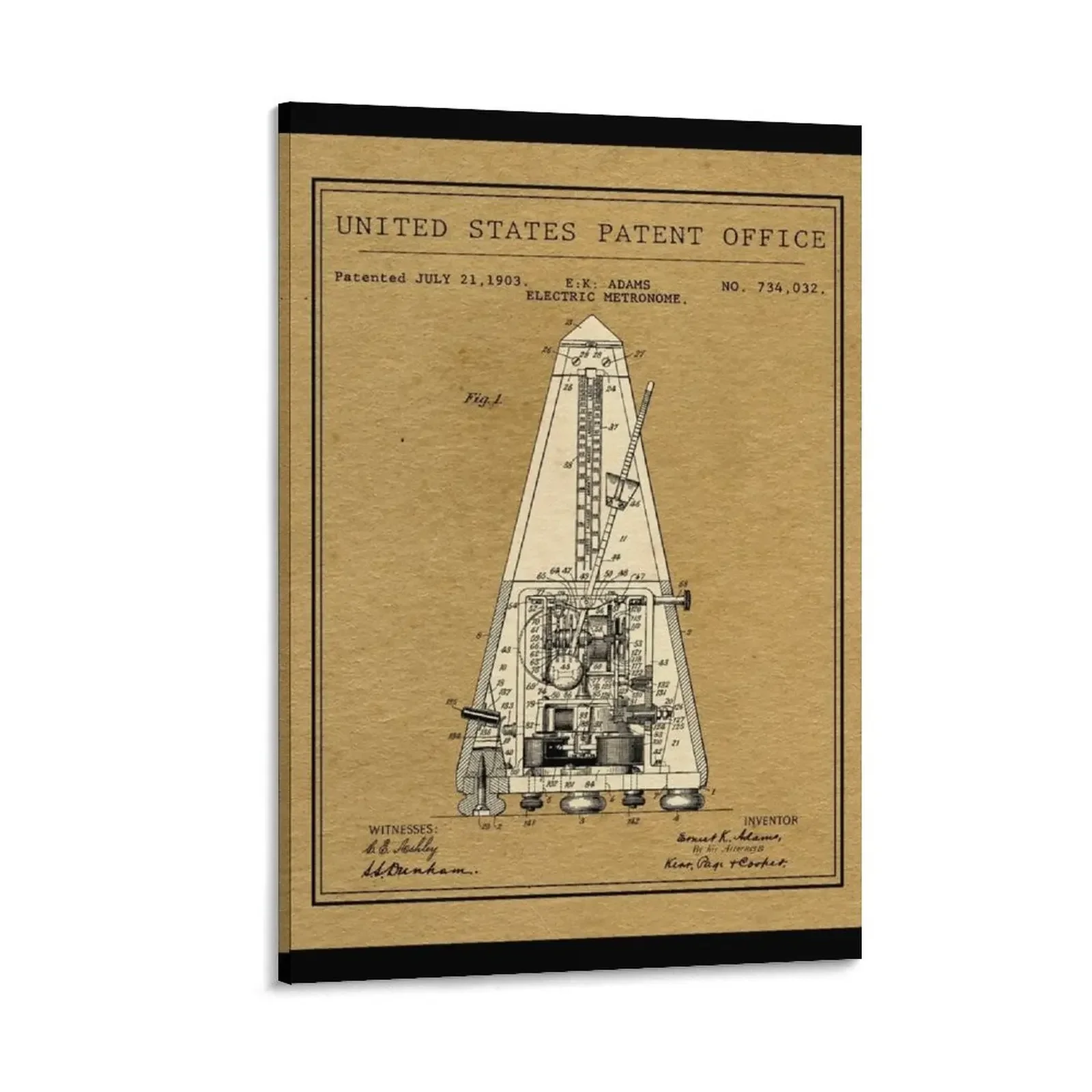 

United States Office Patent - Electric Metronome E.K.Adams Canvas Painting home decor home decorations Decoration