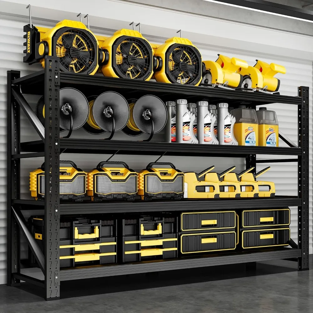 

Garage Shelving Unit, 5000 LBS Metal 71" W Storage Shelves, Heavy Duty 4 Tier Adjustable, Industrial Shelving Utility,Rack Shelf