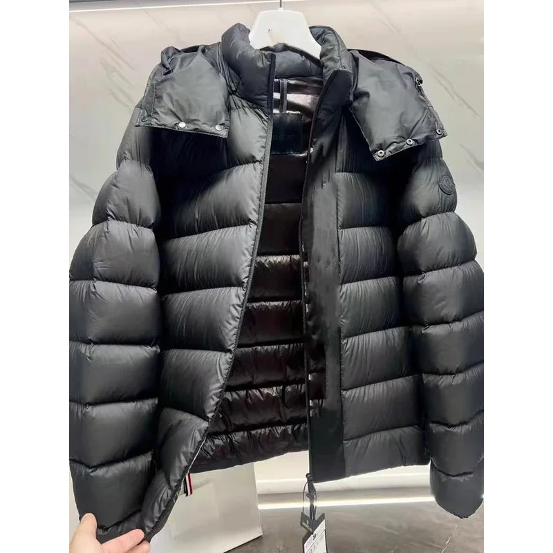 Mo*cl*r Winter Mens White Goose Down Jacket Warm Hooded Slim Fit Puffer Jacket Coat Male Casual High Quality Overcoat Thermal