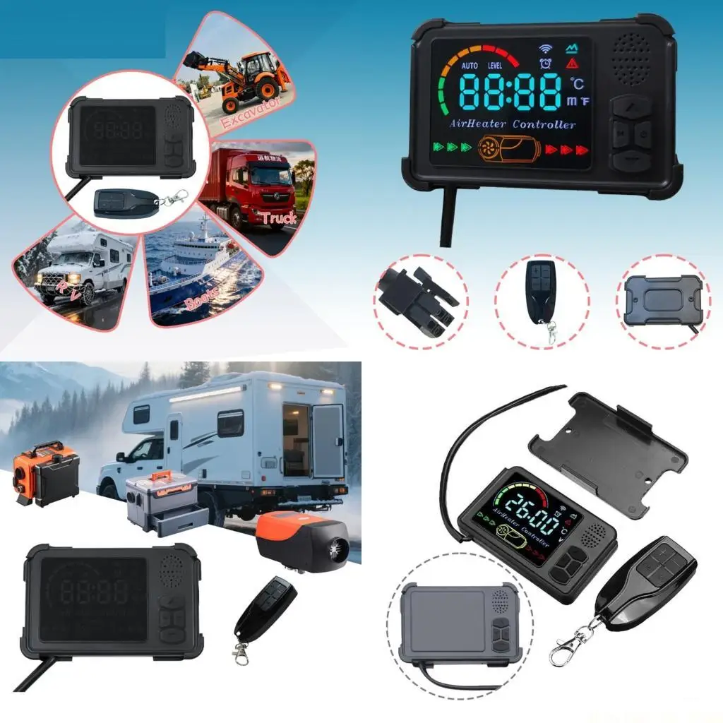 

J0MA Парковочный обогреватель с дистанционным управлением, ЖК-дисплей, 1-5 кВт для грузовиков, кемперов, 12 В, 24 В