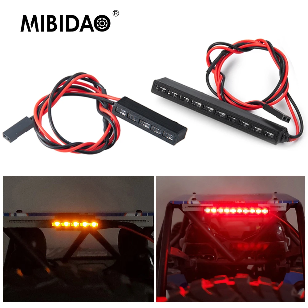 MIBIDAO czerwony/żółty 32/65mm listwa oświetleniowa dla Axial SCX10 90046 Wraith RR10 TRX-4 D90 Tamiya 1/10 gąsienica RC Model samochodu
